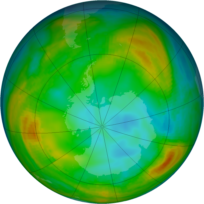 Antarctic ozone map for 19 July 1980